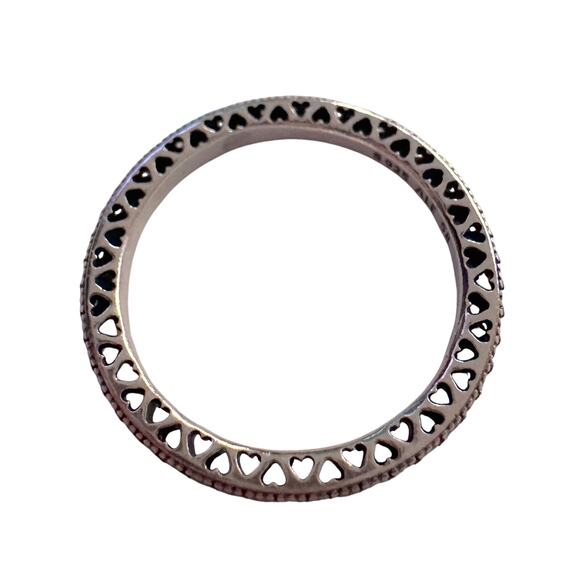 Pandora Sparkle & Hearts Ring Sterling Silver w Cubic Zirconia Stones size 8.5 - Picture 10 of 16